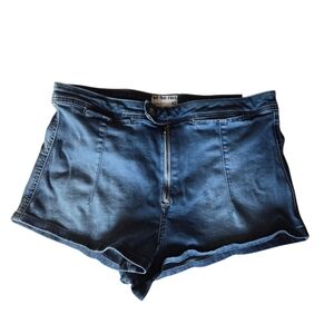 We The Free Dark Indigo High-Rise Zip-Front Denim Shorts